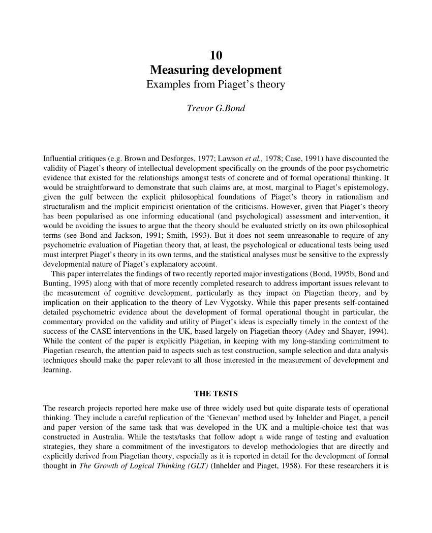 PDF Measuring development Examples from Piaget s theory