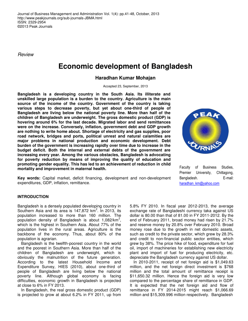 economics research topics in bangladesh