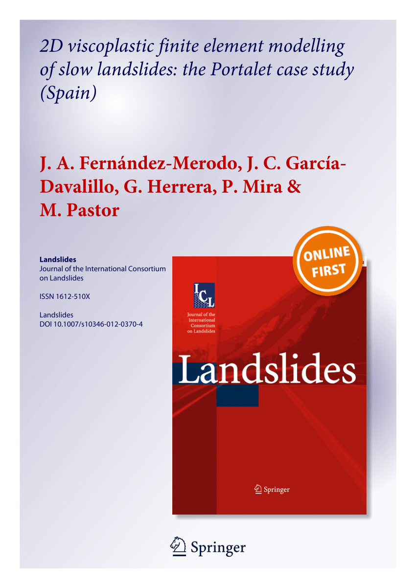 Pdf 2d Viscoplastic Finite Element Modelling Of Slow Landslides The Portalet Case Study Spain