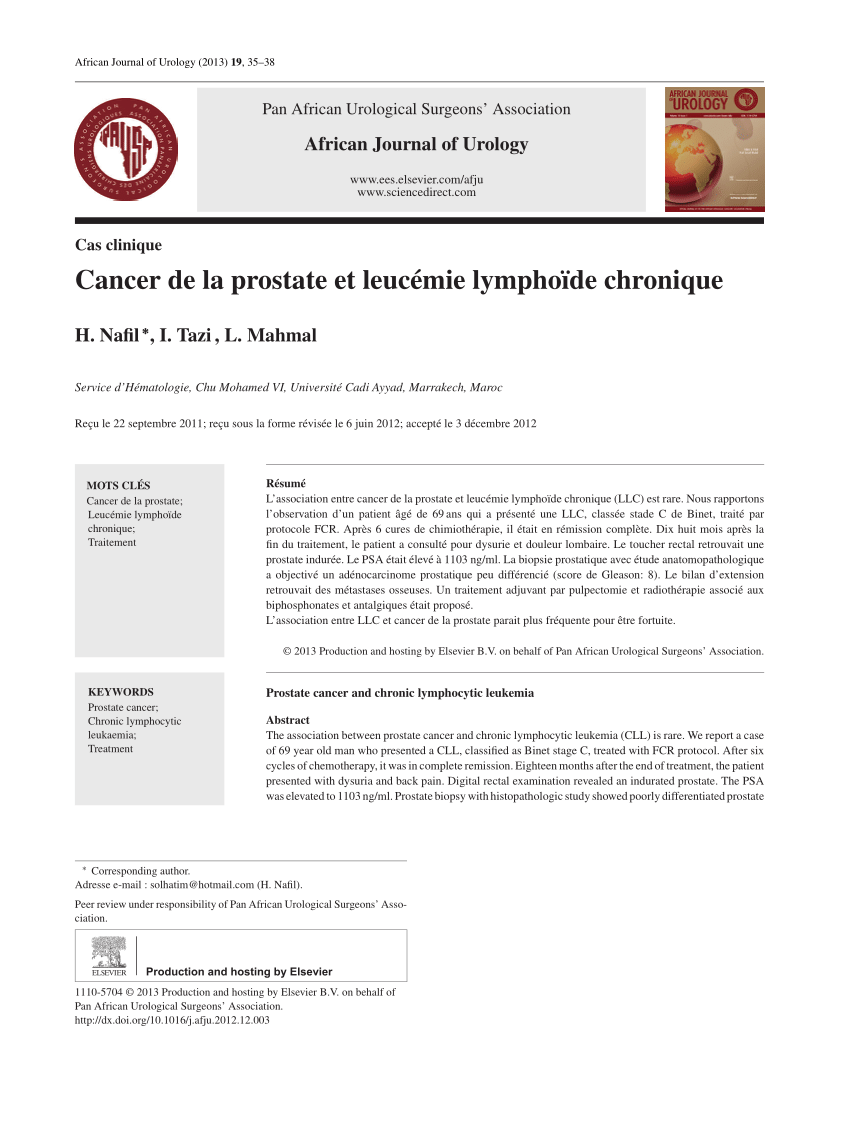 PDF) Cancer de la prostate et leucémie lymphoïde chronique