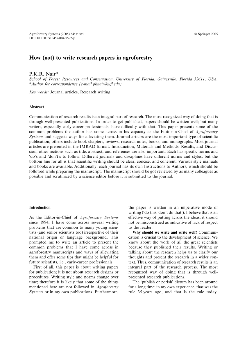 Forest service research paper