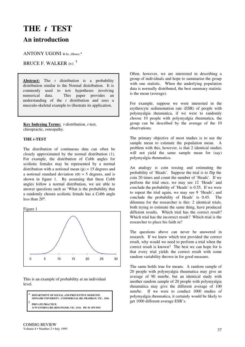 research studies using t test pdf