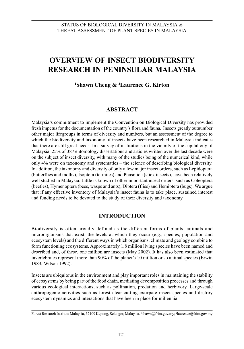research paper on insect diversity