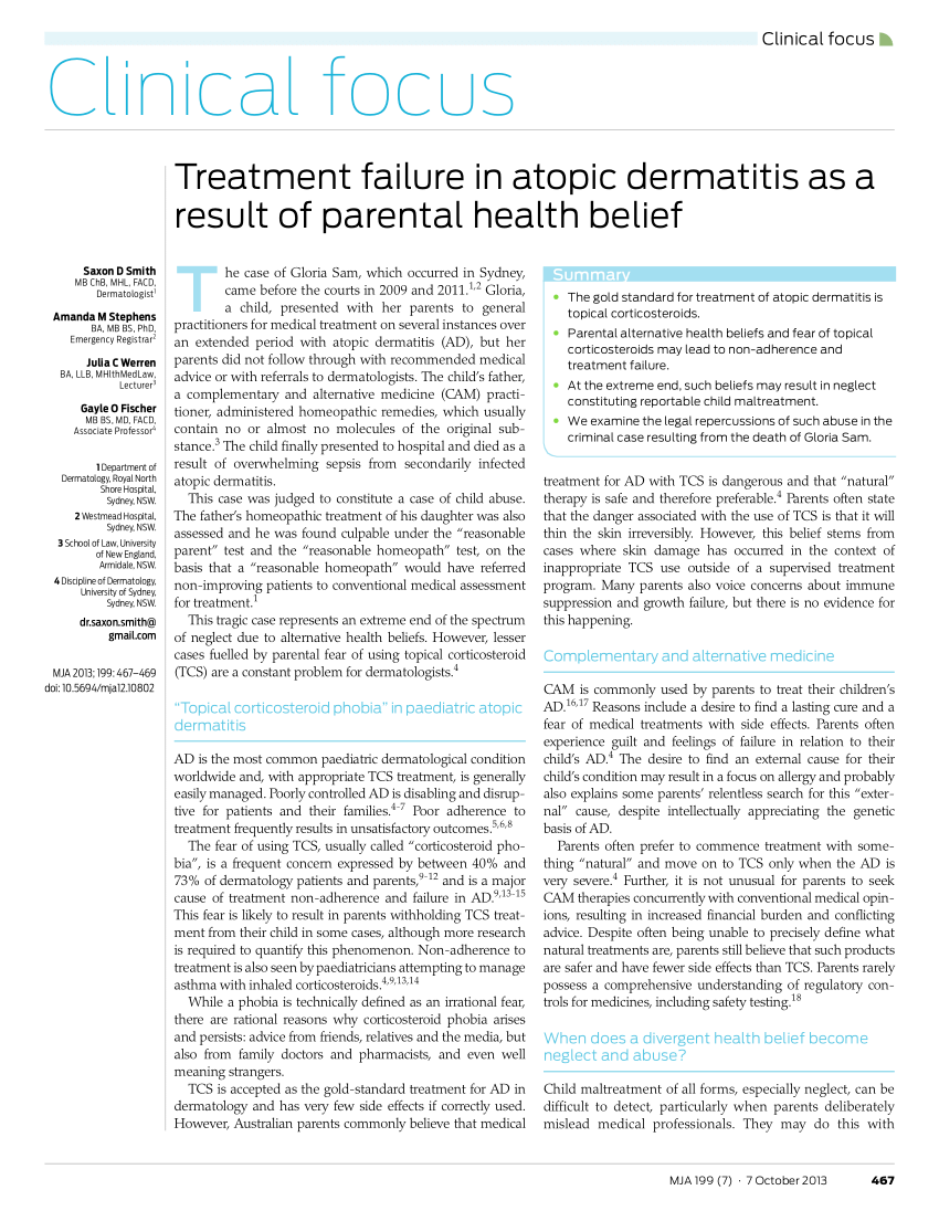 Pdf Treatment Failure In Atopic Dermatitis As A Result Of