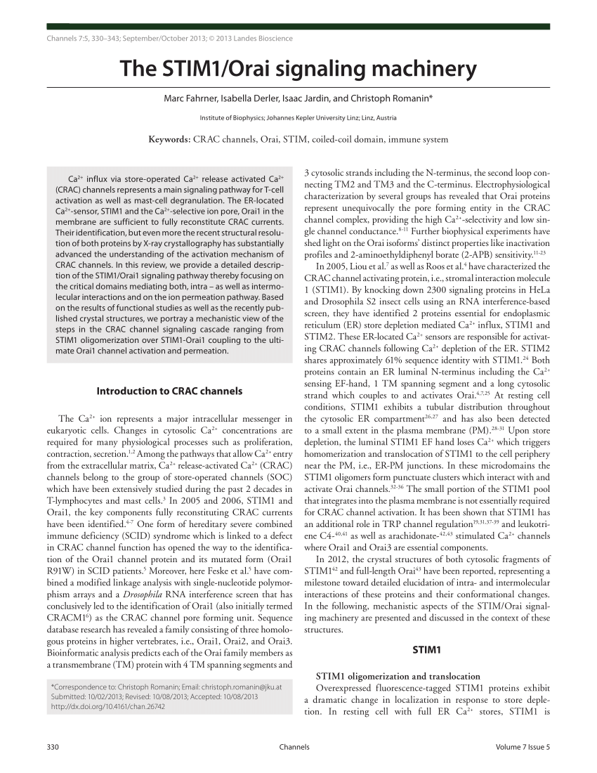 PDF) The STIM1/Orai signaling machinery