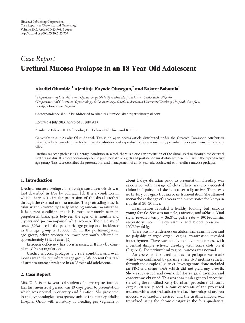 Urethral Prolapse: Practice Essentials, History of the Procedure