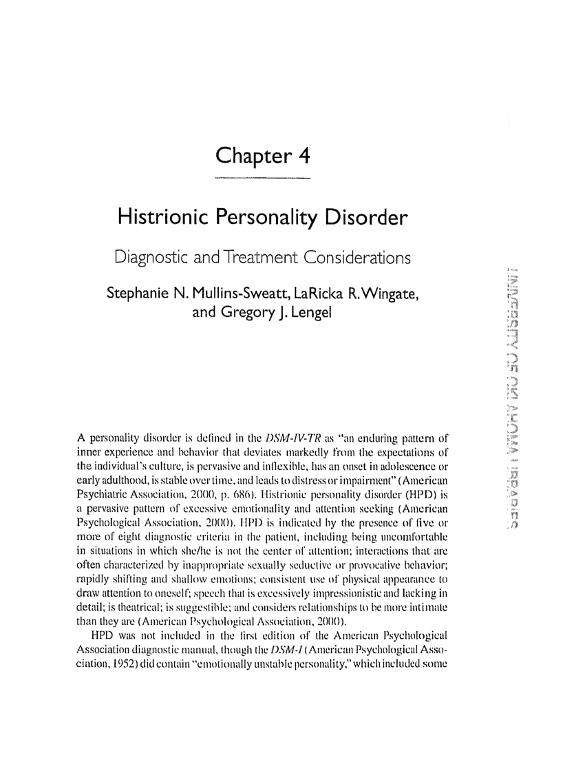 histrionic personality disorder case study pdf