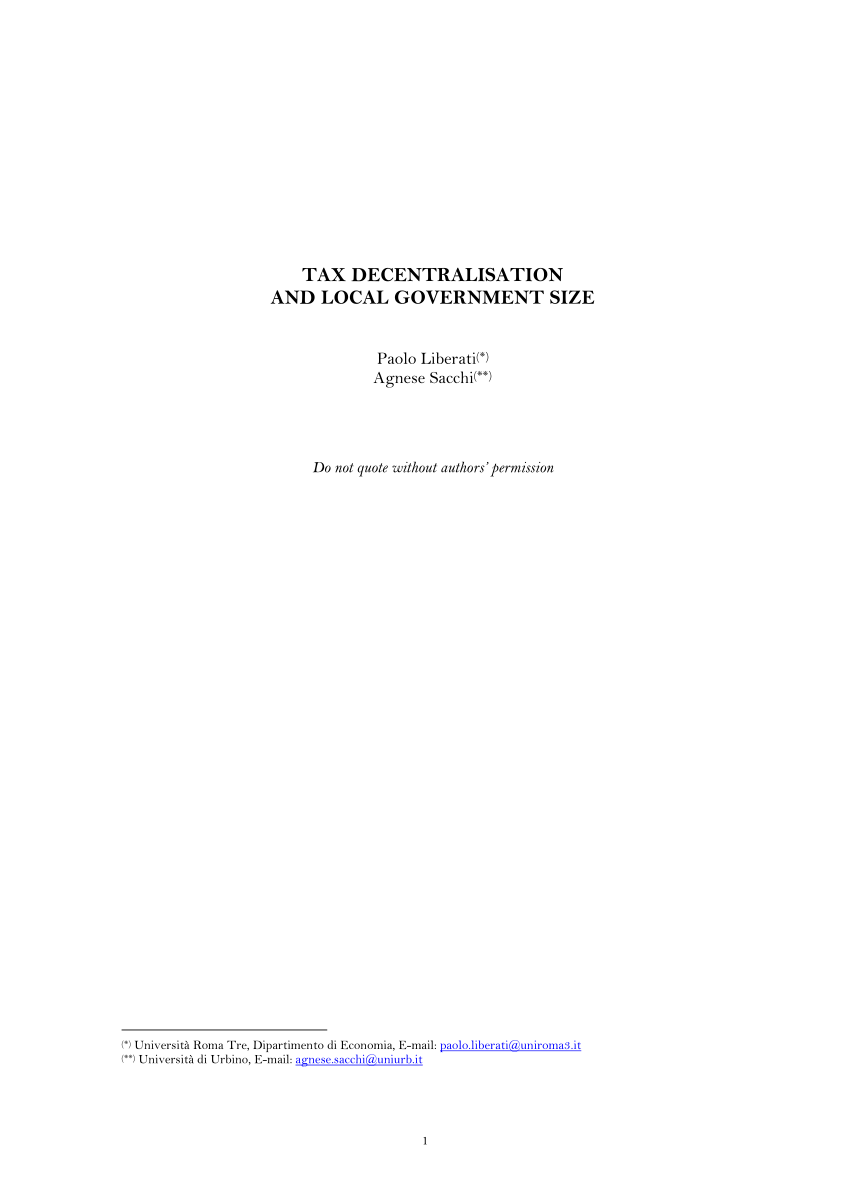 Pdf Tax Decentralization And Local Government Size