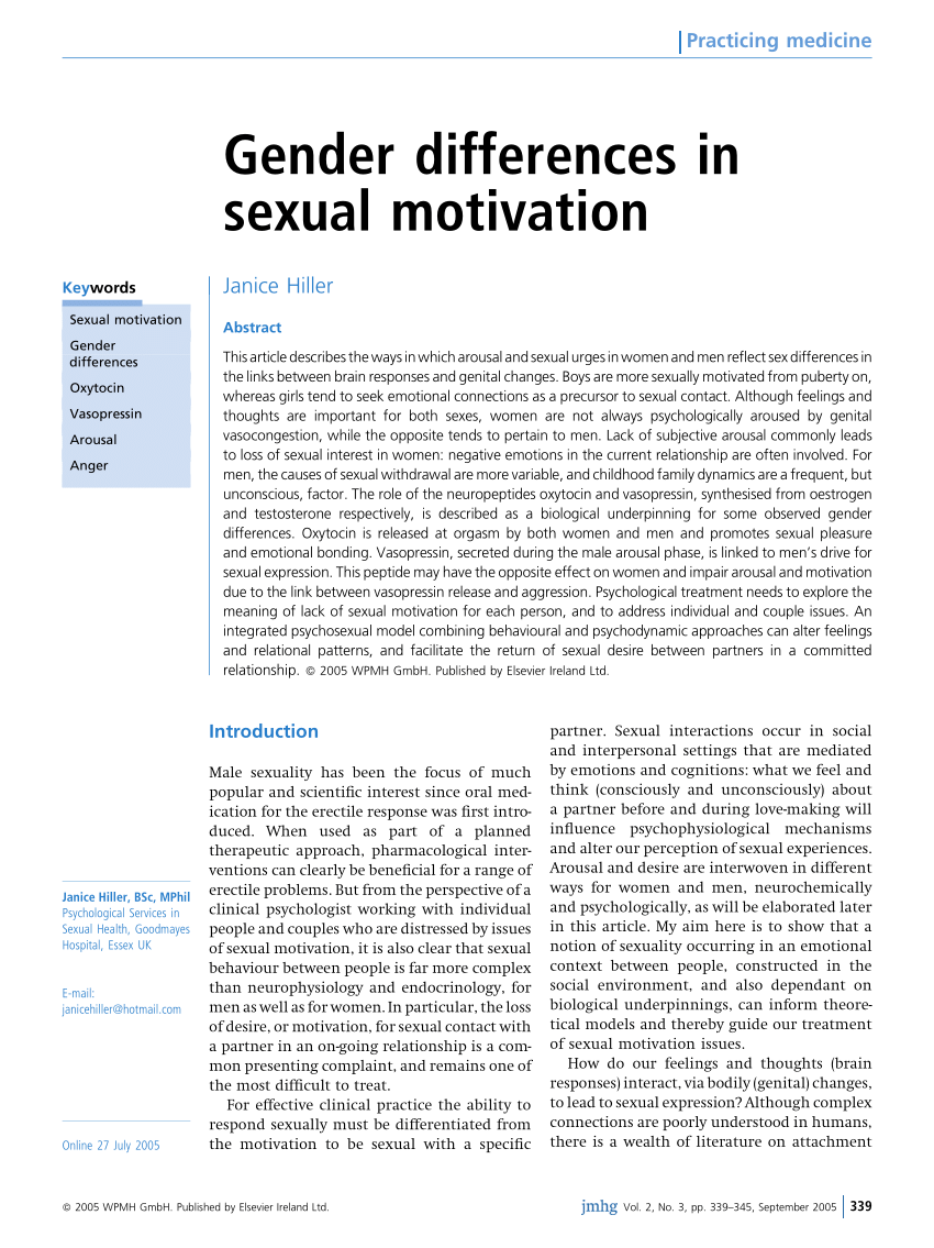 PDF) Gender differences in sexual motivation