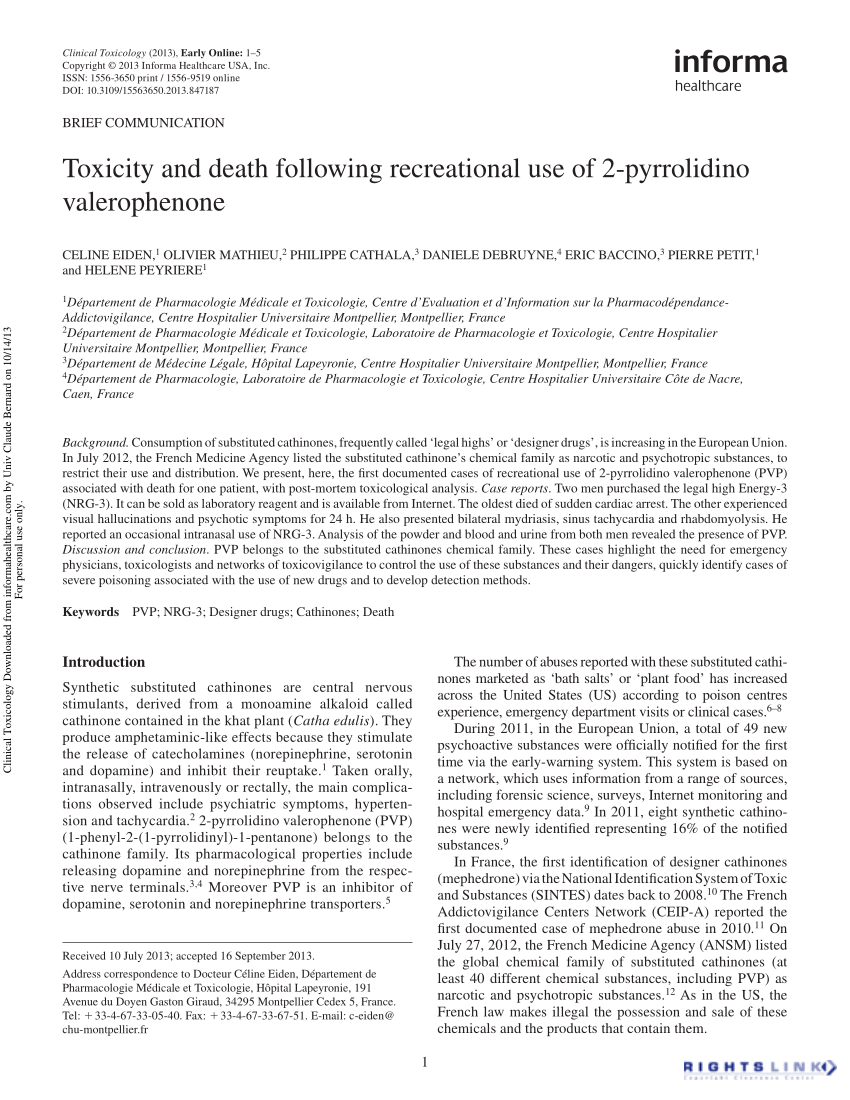 Pdf Toxicity And Death Following Recreational Use Of 2 Pyrrolidino Valerophenone