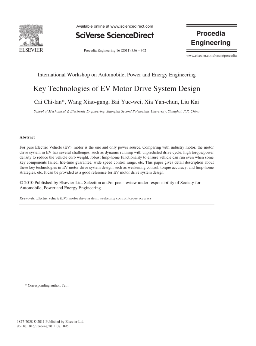 PDF) Key Technologies of EV Motor Drive System Design