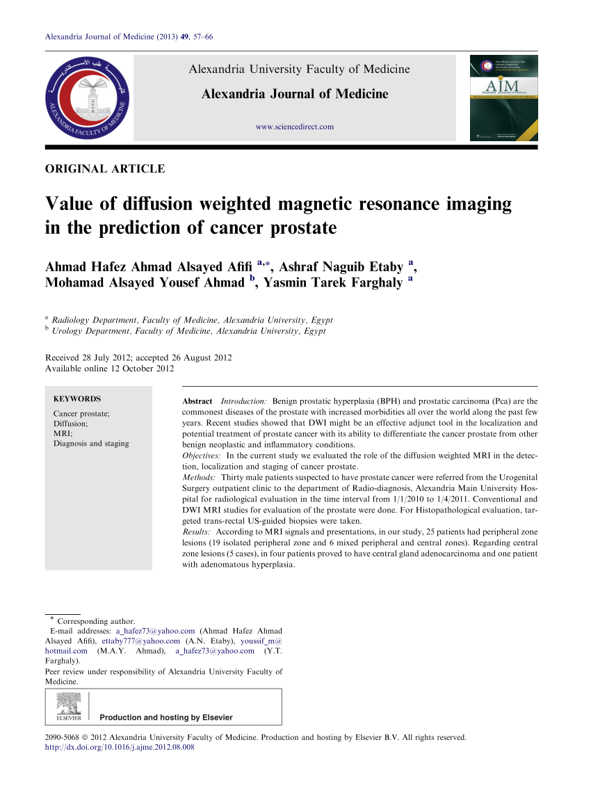 Pdf Value Of Diffusion Weighted Magnetic Resonance Imaging In The