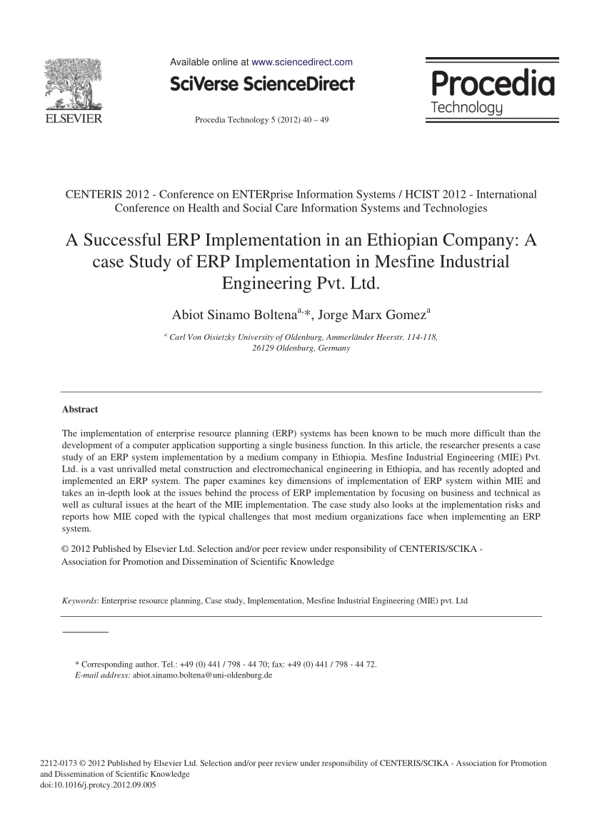 successful erp implementation case study pdf