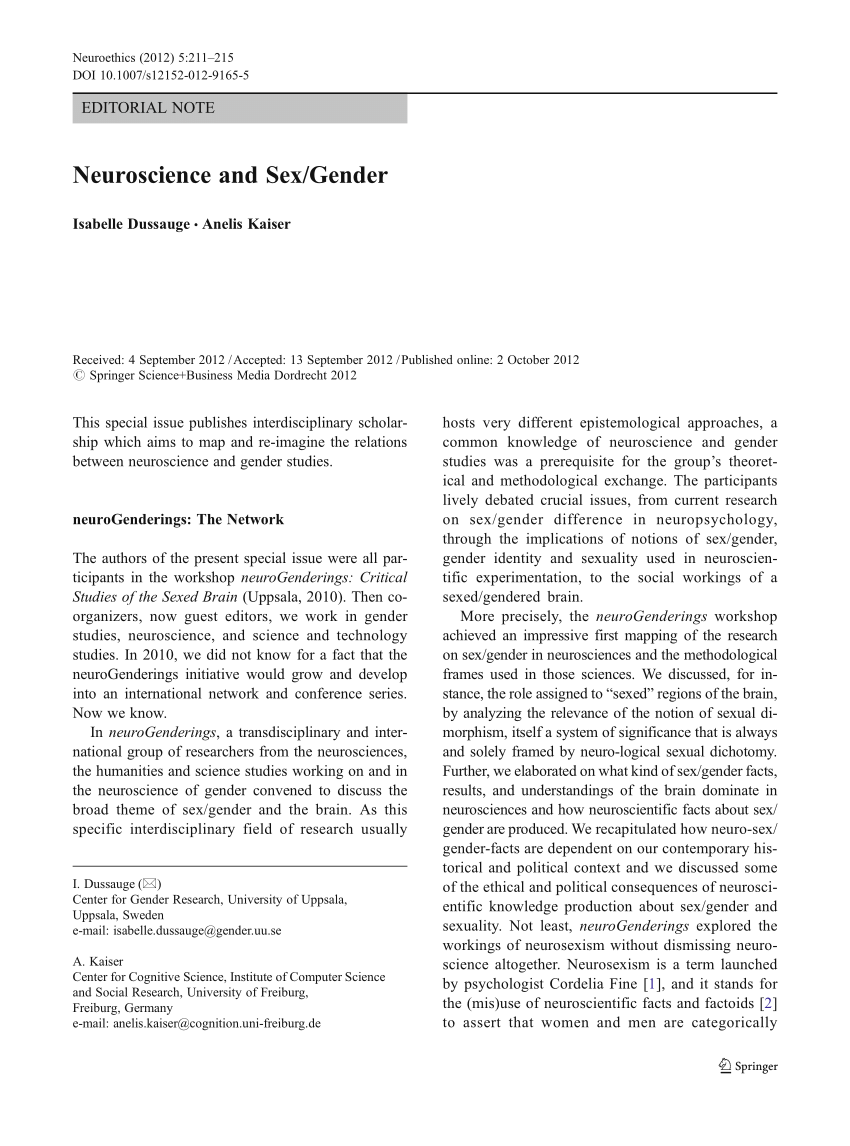 Pdf Neuroscience And Sexgender 6903