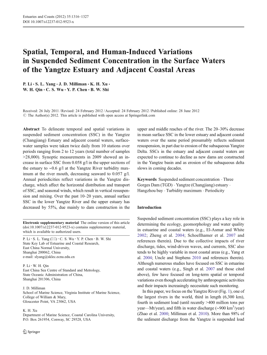 PDF) Spatial, Temporal, and Human-Induced Variations in Suspended 
