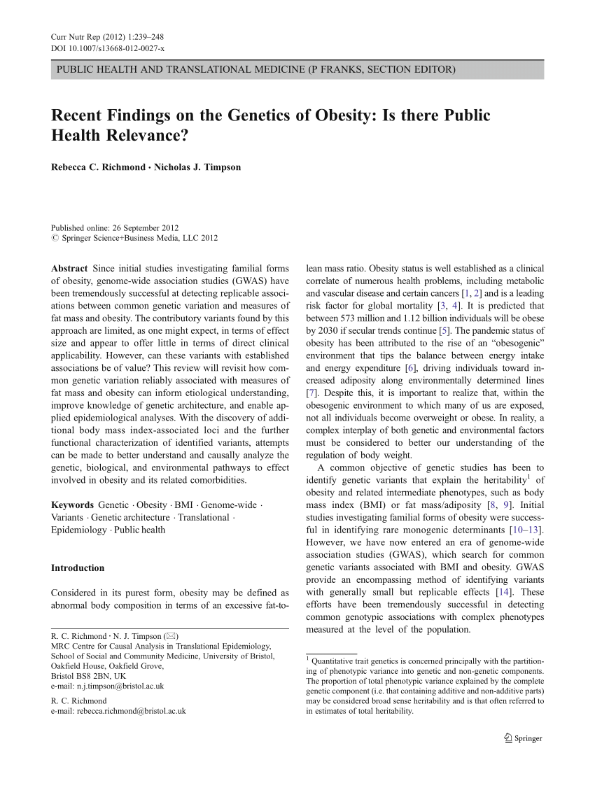 research findings on the genetics of obesity