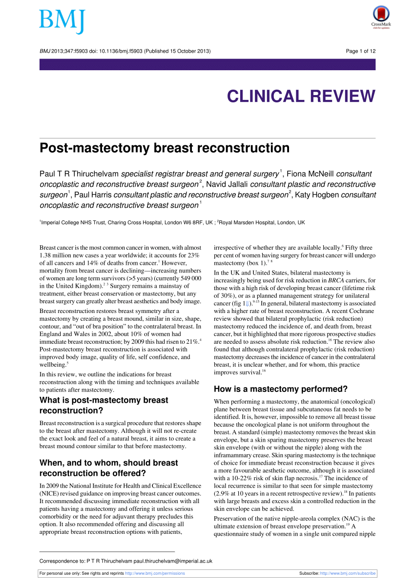 PDF) Post-mastectomy breast reconstruction