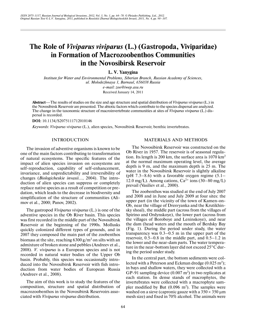 (PDF) The role of Viviparus viviparus (L.) (Gastropoda, Viviparidae) in ...