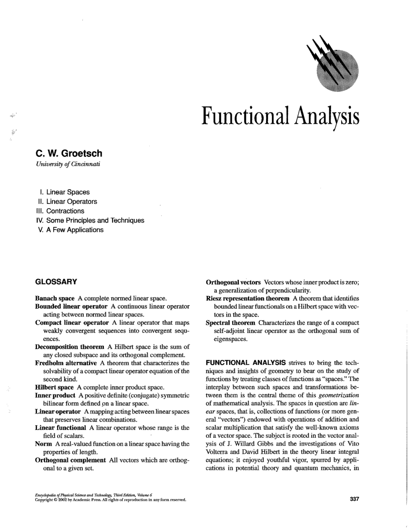 research paper on functional analysis