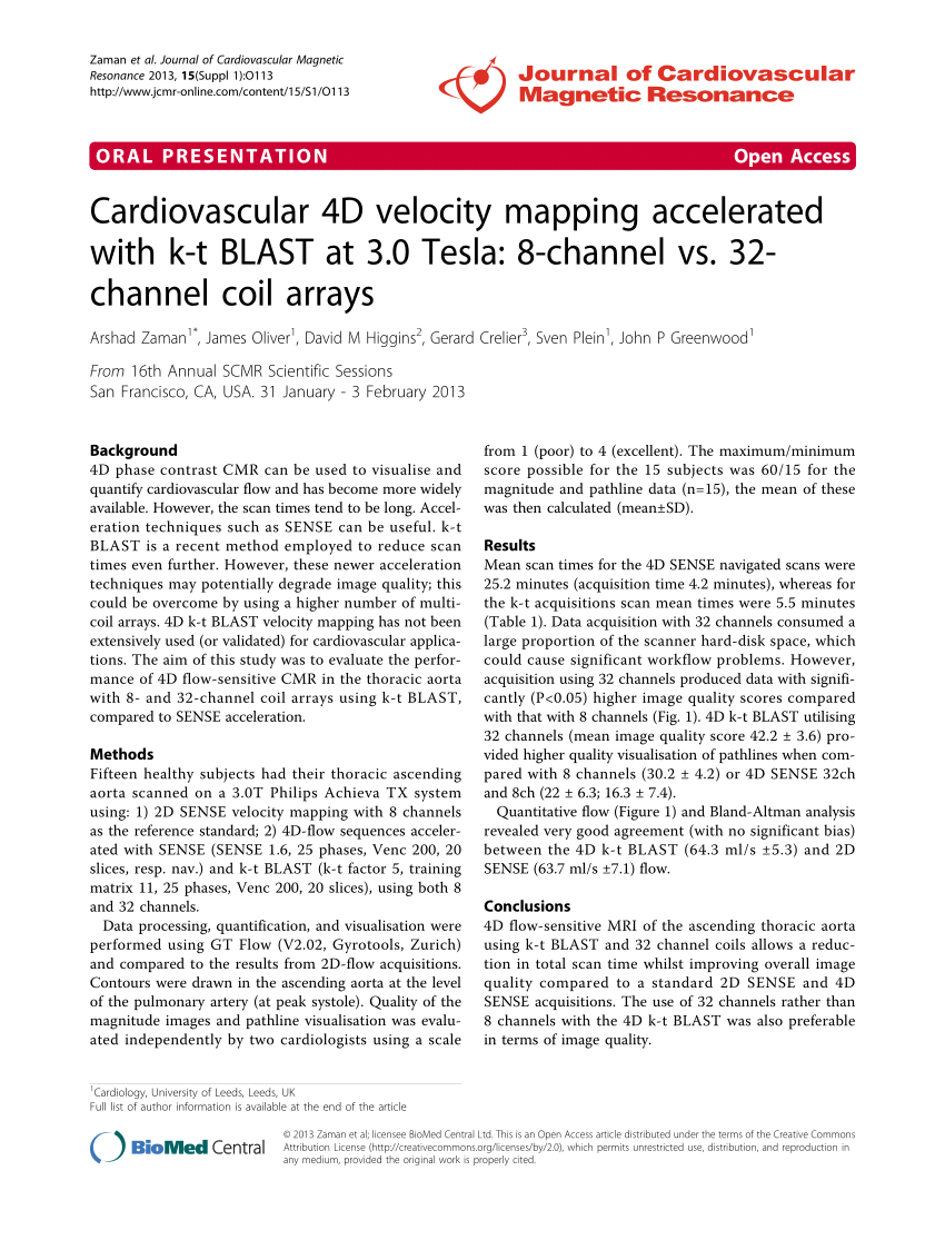 Pdf Cardiovascular 4d Velocity Mapping Accelerated With K T
