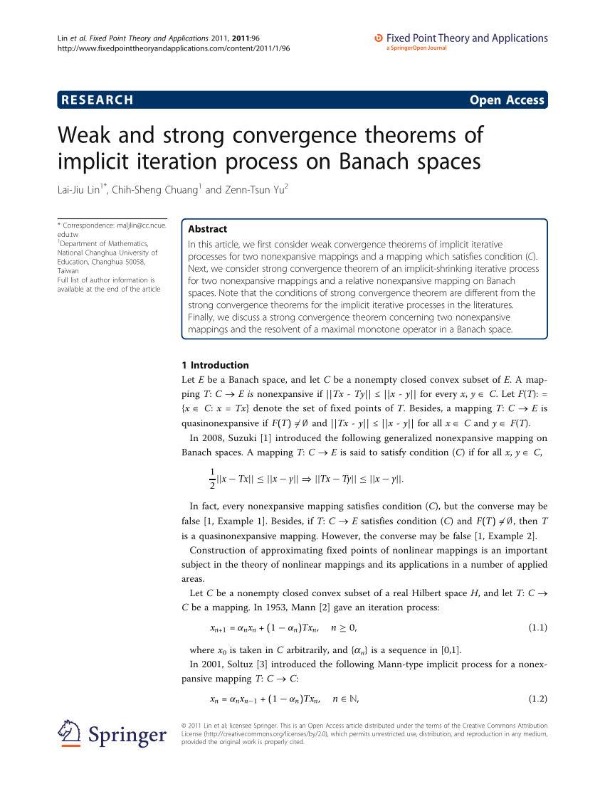 (PDF) Weak and strong convergence theorems of implicit iteration