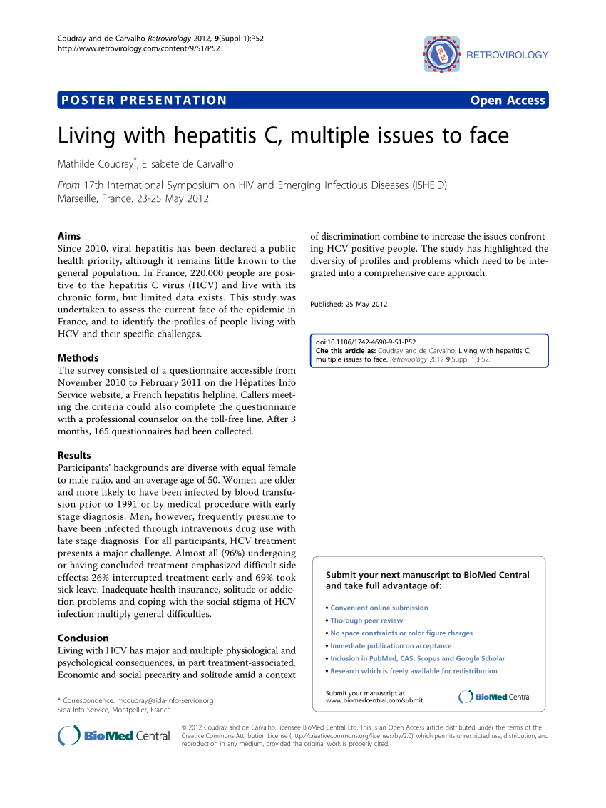 Pdf Living With Hepatitis C Multiple Issues To Face