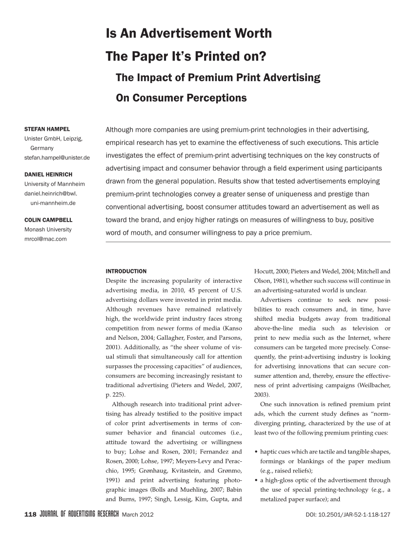 research paper on advertising