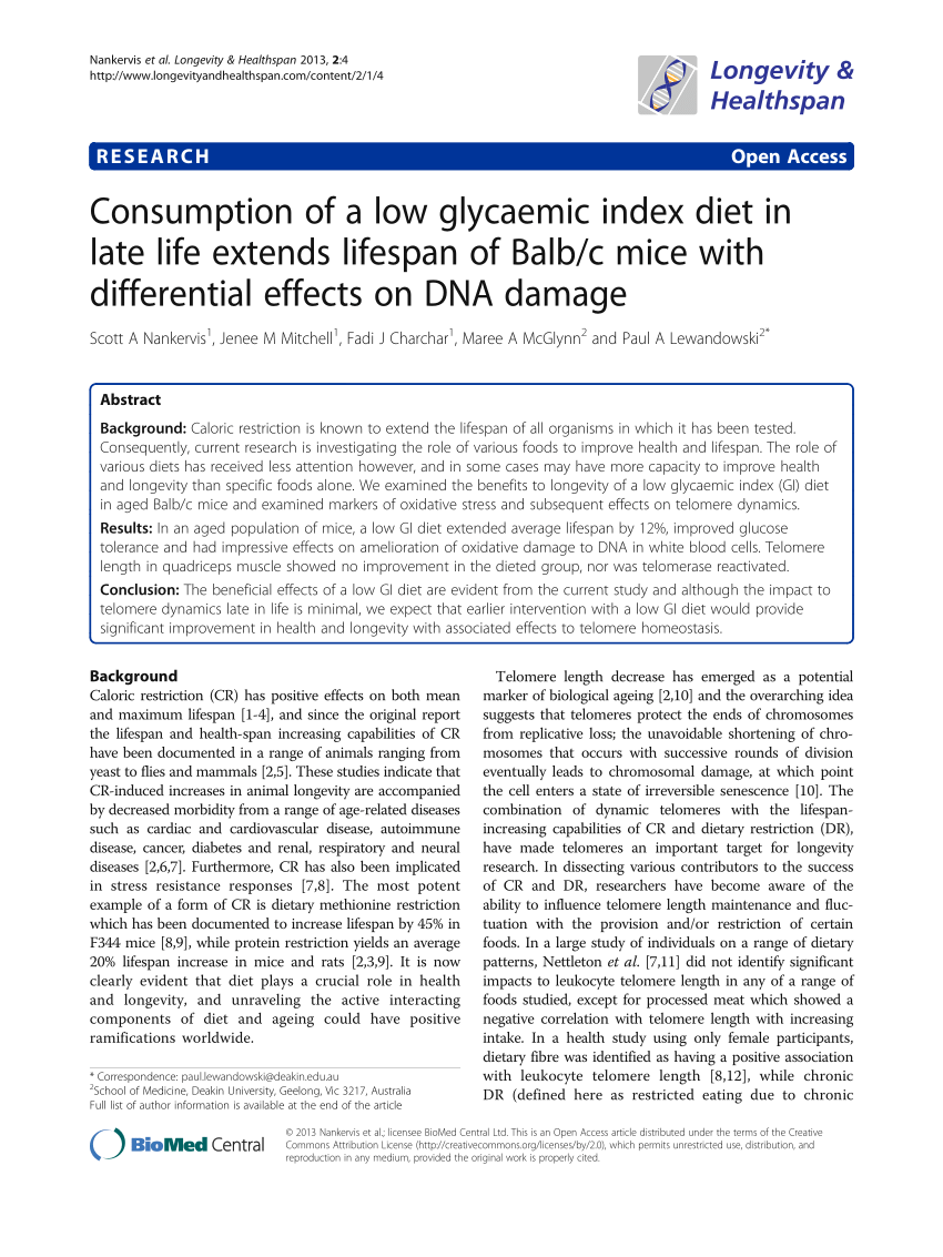 glycaemic index research paper
