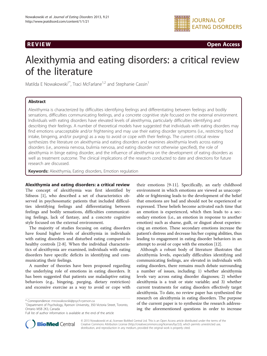 Literature review eating disorders