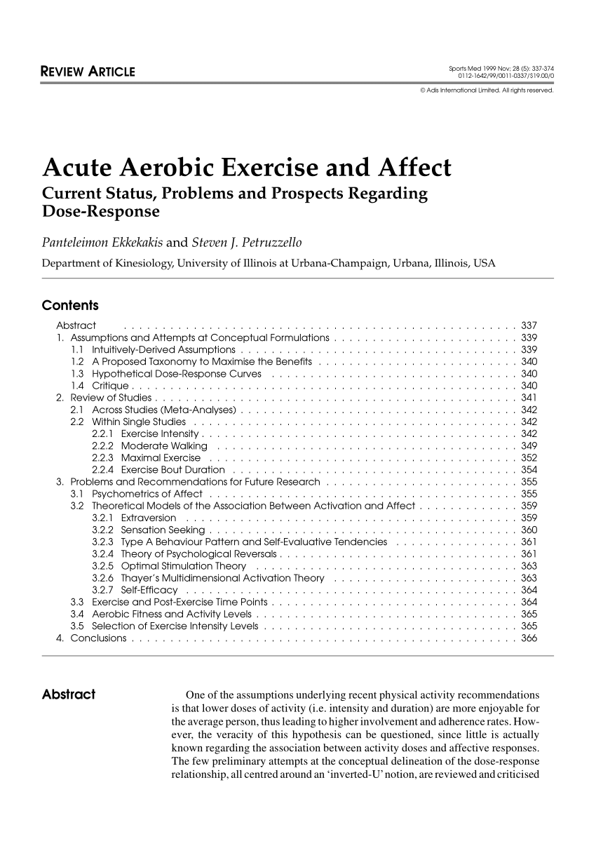PDF) Acute Aerobic Exercise and Affect