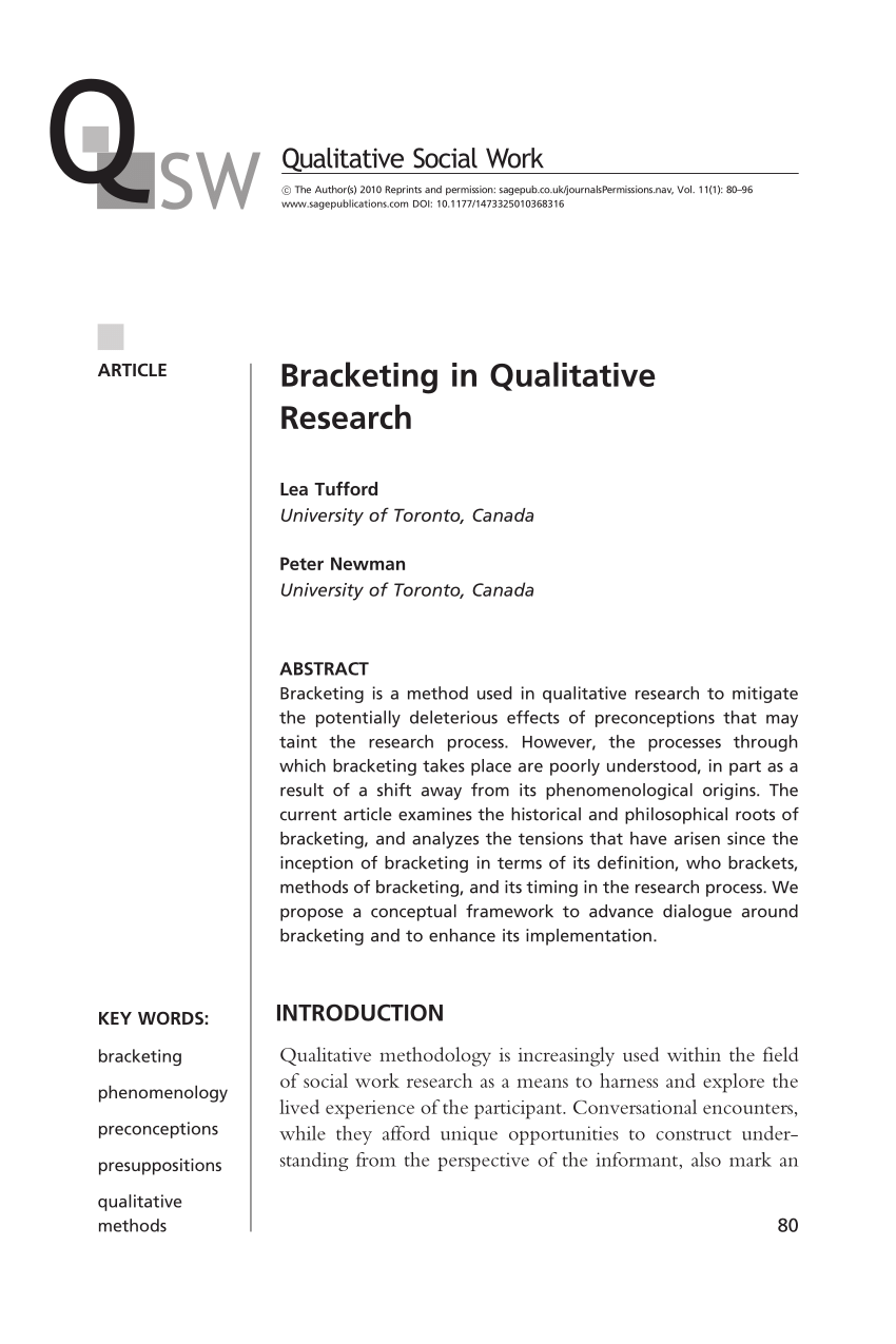 (pdf) Bracketing In Qualitative Research