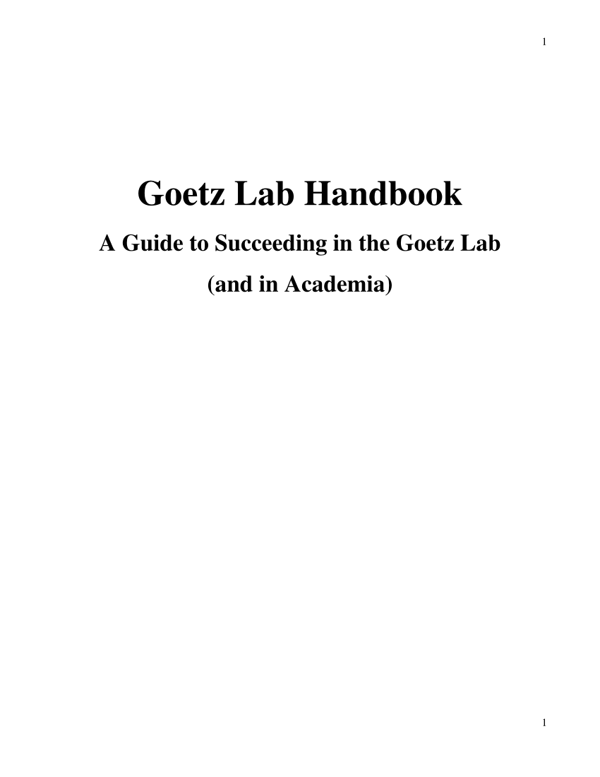 Pdf Goetz Lab Handbook