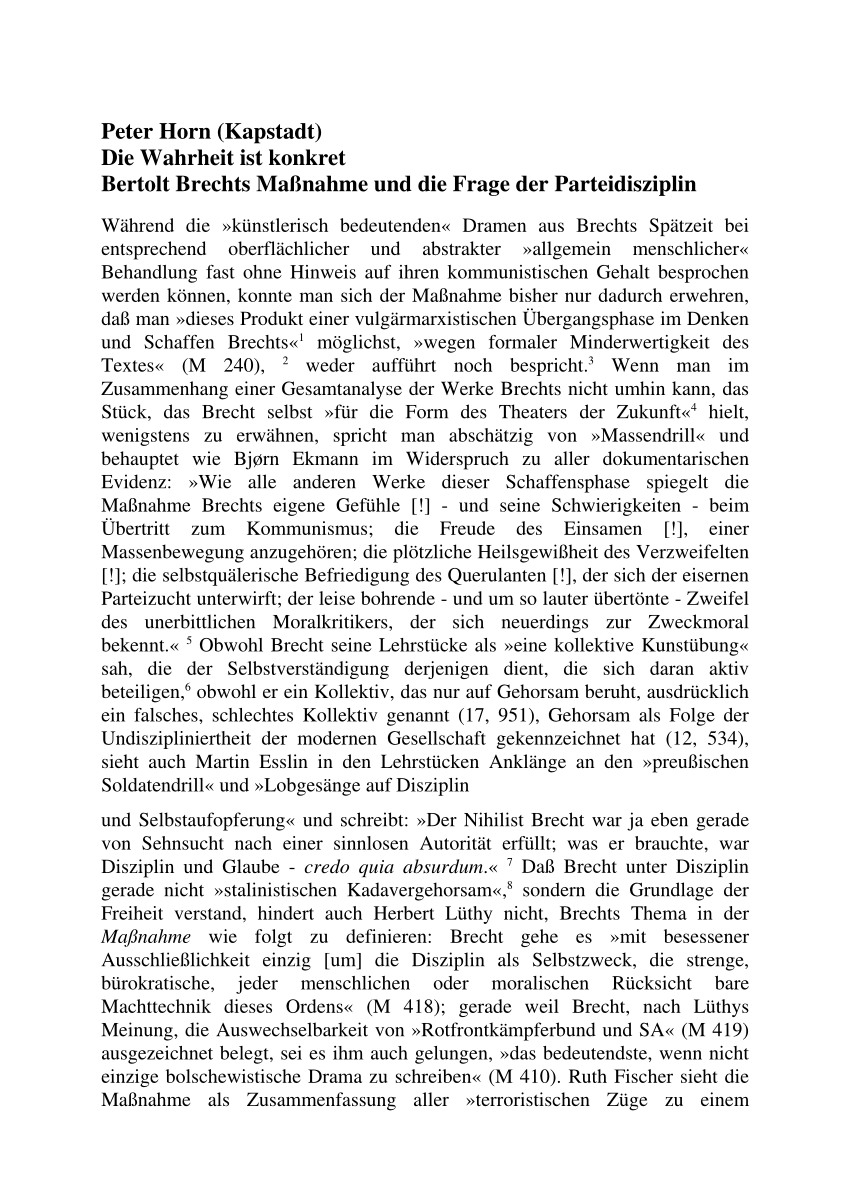 PDF 1978 „Die Wahrheit ist konkret Bertolt Brechts Maßnahme und Frage der Parteidisziplin ” In Brecht Jahrbuch Frankfurt Main Suhrkamp S 49 61