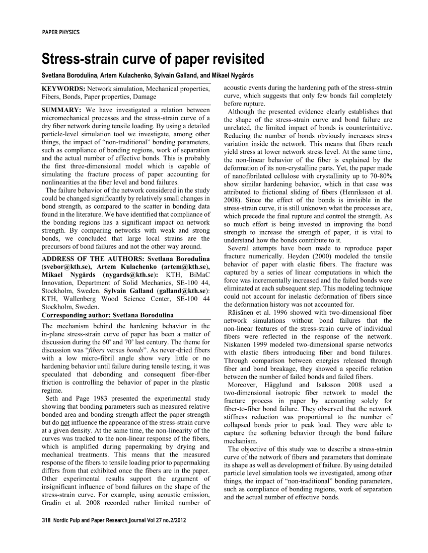 stress strain curve research papers