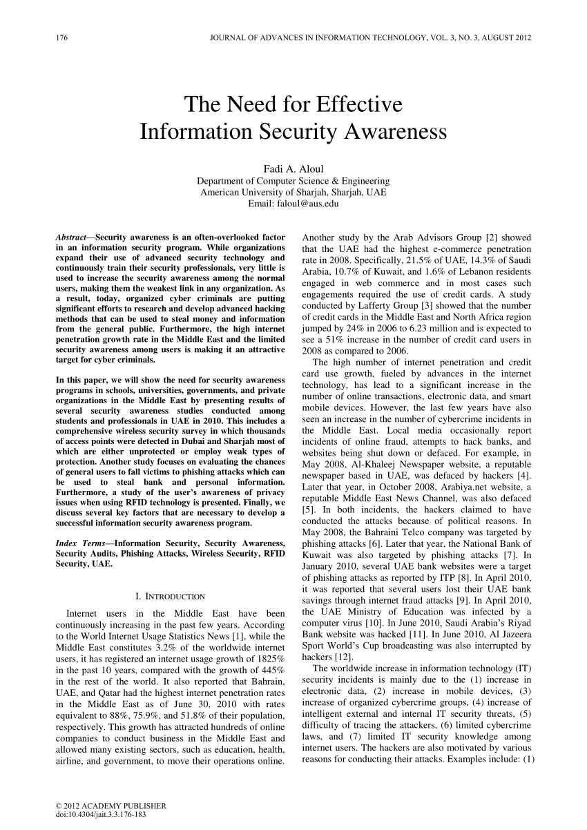 examples of information security awareness executive summary