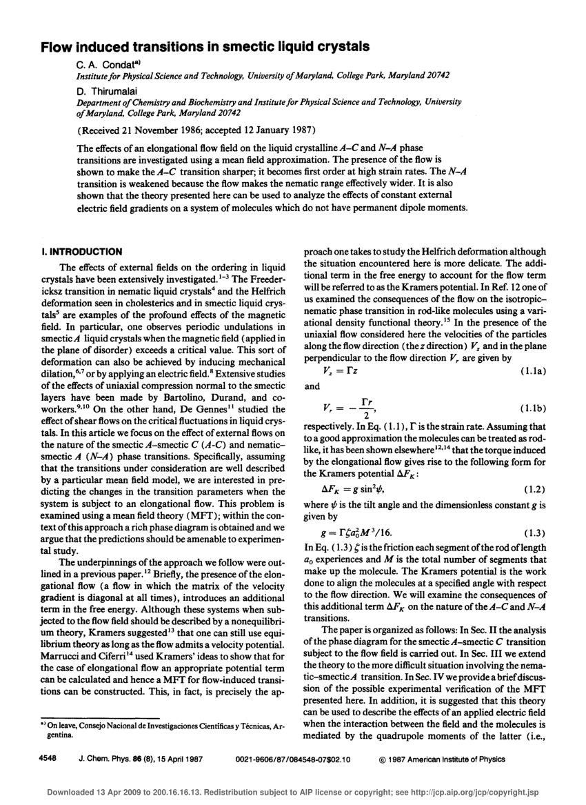 (PDF) Flow induced transitions in smectic liquid crystals