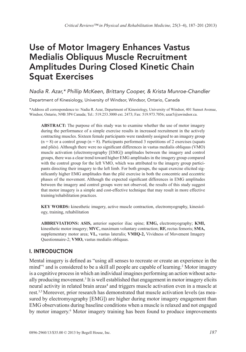 liner answer alien PDF) Use of Motor Imagery Enhances Vastus Medialis Obliquus Muscle  Recruitment Amplitudes During Closed Kinetic Chain Squat Exercises