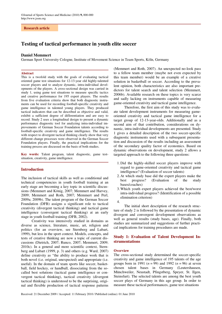 PDF) Leistungsanalyse im Elitefußball (Performance Analysis in