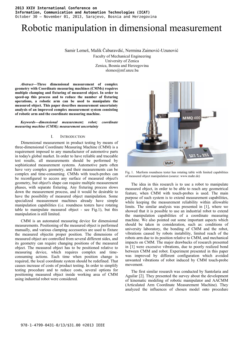 PDF) Robotic manipulation in dimensional measurement