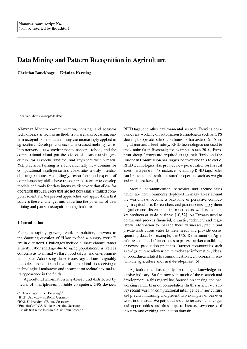 data mining in agriculture research papers 2020