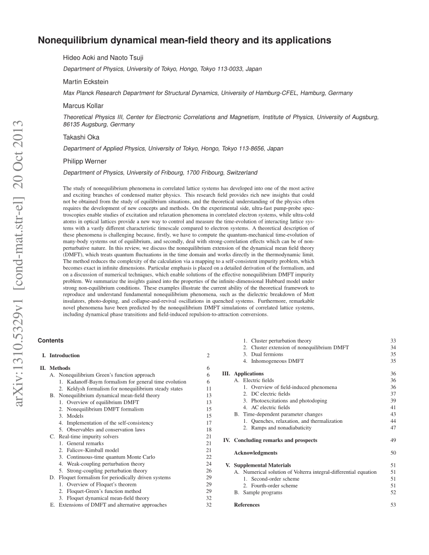 PDF) Nonequilibrium dynamical mean-field theory and its applications