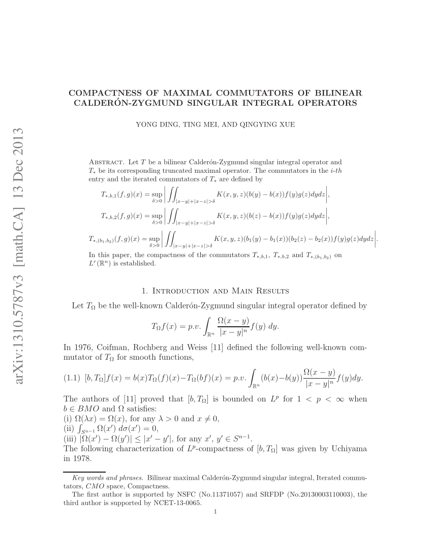 Pdf Compactness Of Commutators Of Bilinear Maximal Calder O N Zygmund Singular Integral Operators