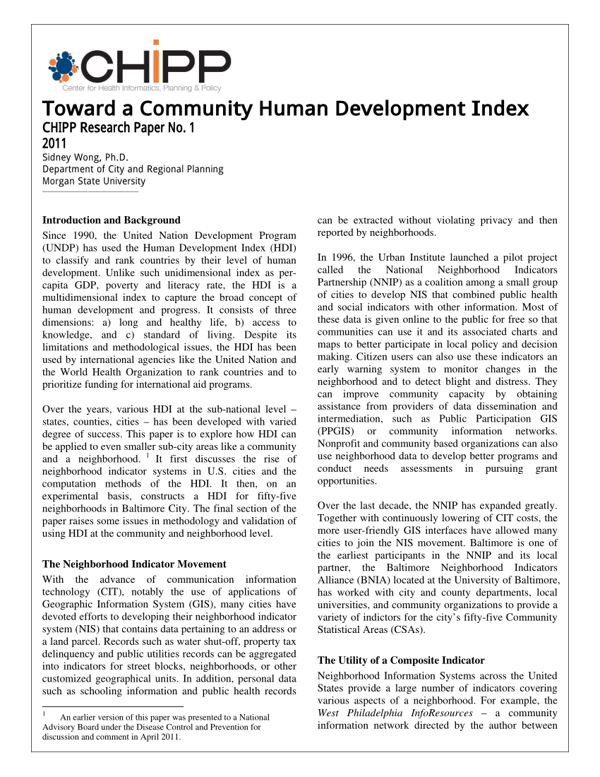 Community development essay