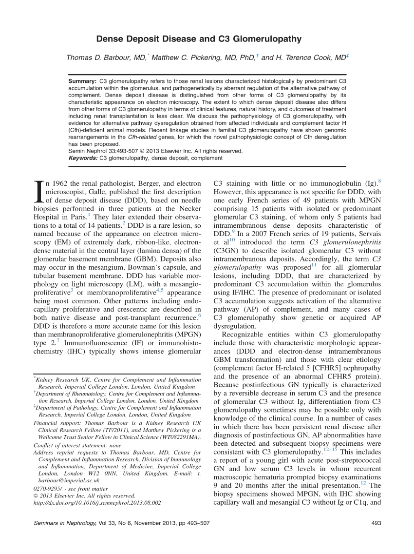 PDF) Dense Deposit Disease and C3 Glomerulopathy