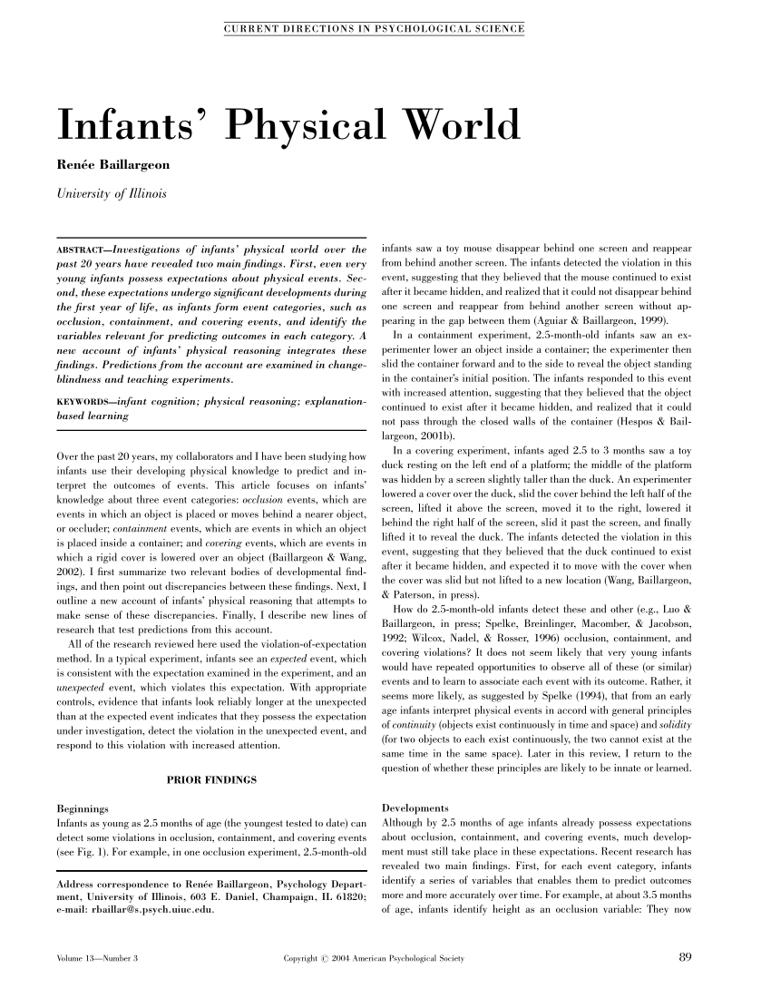 PDF Infants Physical World