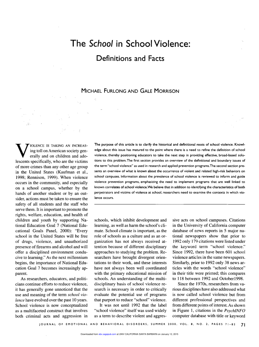 school violence research paper pdf