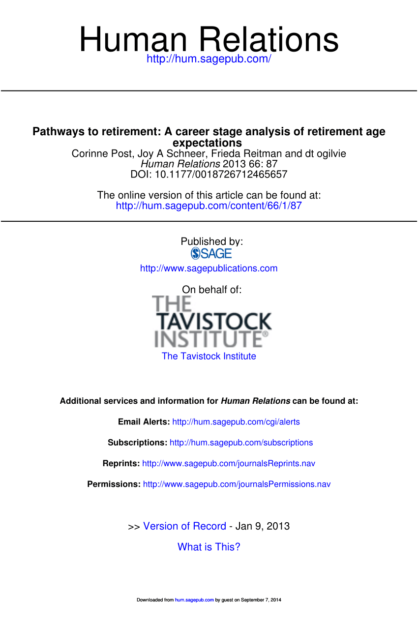Pdf Pathways To Retirement A Career Stage Analysis Of Retirement Age Expectations