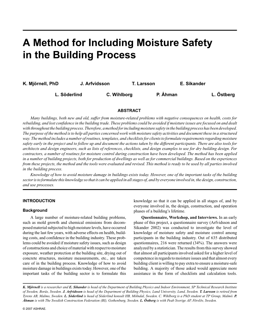 Moisture Control in Buildings: Definitive Guide - Sto Corp.