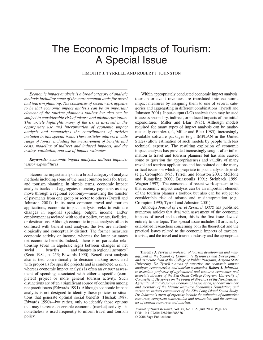 journal of tourism and economic