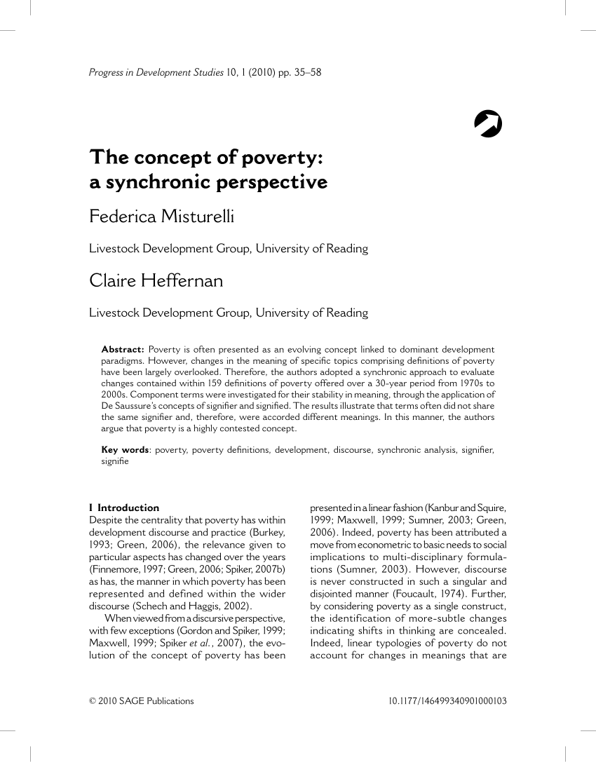 Pdf The Concept Of Poverty A Synchronic Perspective